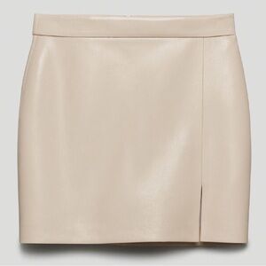 Aritzia Wilfred Vegan Leather Patio Mini Skirt Color Birch Cream White Skirt